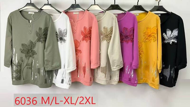Bluzki damskie Roz M/L-XL-2XL, Mix Kolor Paczka 12 szt